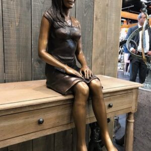 Girl Sitting By Pool Fine Cast Bronze Sculpture 2 | Avant Garden Bronzes