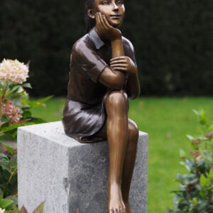 FIGI 54 Fine Cast Bronze Sculpture Girl Thinking 1 Avant Garden Guernsey