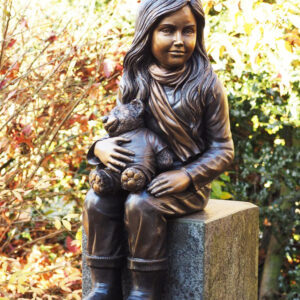 FIGI 24 Solid Bronze Girl Teddy Sculpture 1 | Avant Garden Bronzes