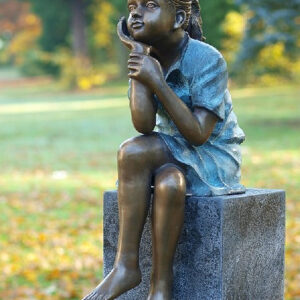 FIGI 78 Solid Bronze Young Girl Sitting Sculpture 1 | Avant Garden Bronzes
