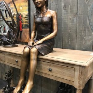Girl Sitting By Pool Fine Cast Bronze Sculpture 5 | Avant Garden Bronzes