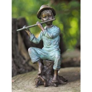 Flute Boy Bronze Sculpture 1 | Avant Garden Bronzes