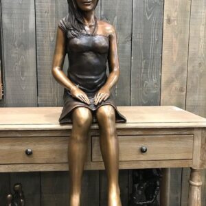 Girl Sitting By Pool Fine Cast Bronze Sculpture 4 | Avant Garden Bronzes