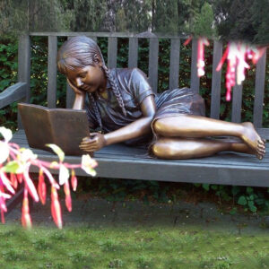 FIGI 65 Fine Cast Bronze Sculpture Girl Reading on Bench 2 | Avant Garden Bronzes