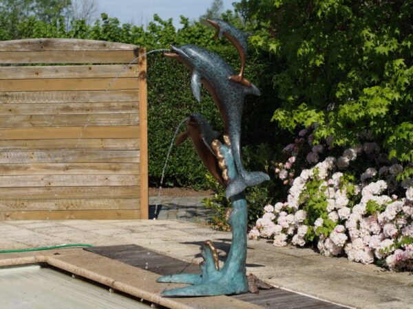 Verdisgris Dolphin Family Fountain Solid Bronze Sculpture 1 | Avant Garden Bronzes