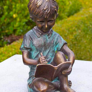 FIBO 1 Solid Bronze Boy Drawing Sculpture 1 | Avant Garden Bronzes