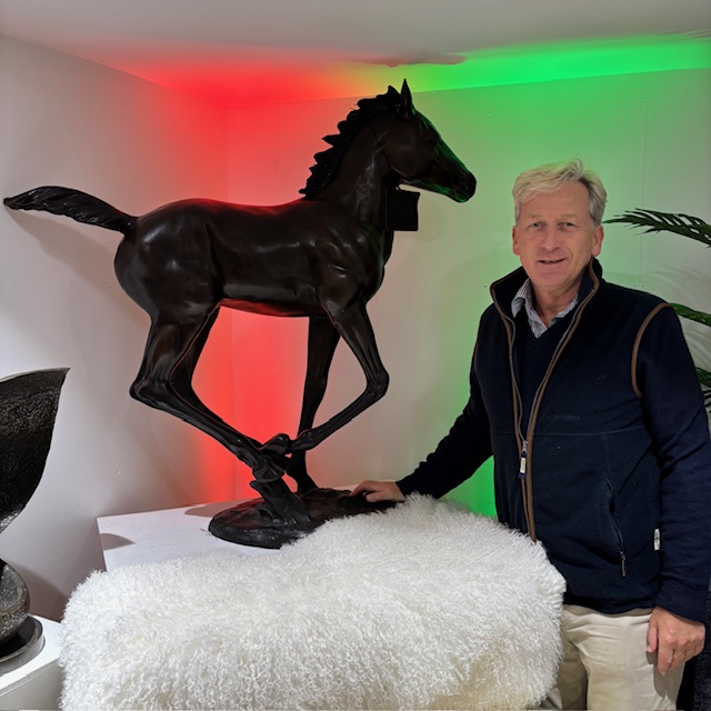 Colt racing horse bronze sculpture captured in motion with elegant equestrian detail