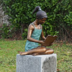 Angelina Reading Solid Bronze Sculpture 1 | Avant Garden Bronzes