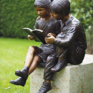 FIGI 77 Fine Cast Bronze Sculptures Boy Girl Reading 2 | Avant Garden Bronzes