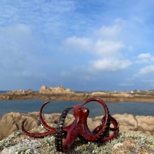 Bronze Octopus Sculpture Red Patina Gold Tips MI 99 3 | Avant Garden Bronzes