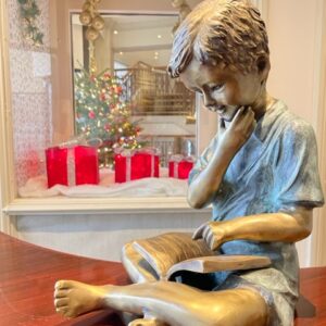 Little Boy Reading his Book Bronze Sculpture 7 | Avant Garden Bronzes