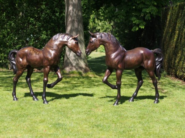 Handsome Horses Parading Pair Solid Bronze Sculpture 1 | Avant Garden Bronzes