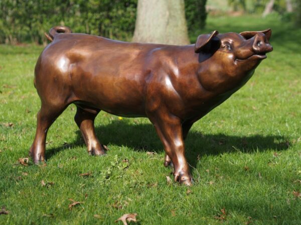 Lifesize Pig Solid Bronze Sculpture 1 | Avant Garden Bronzes