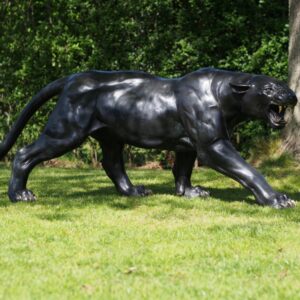 Wild Cat Black Panther Large Solid Bronze Sculpture 1 | Avant Garden Bronzes