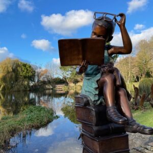 Bronze Academic Young Girl Studying Sculpture FIGI 59 - Image 3
