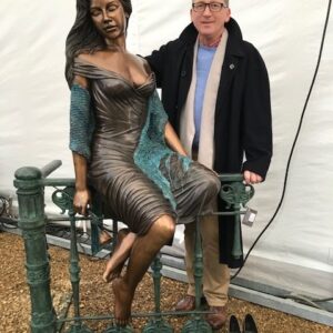 Bronze Lady Sitting on Fence Sculpture 170cm 3 FIWO 36 | Avant Garden Bronzes