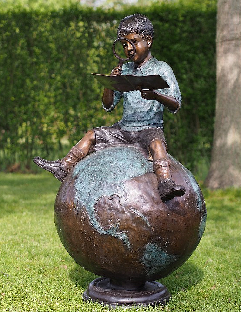 FIBO 44 Solid Bronze Going Global Boy Sculpture 1 | Avant Garden Bronzes