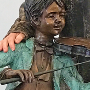 FIBO 9 Solid Bronze Violinist Boy Musical Sculpture 3 | Avant Garden Bronzes