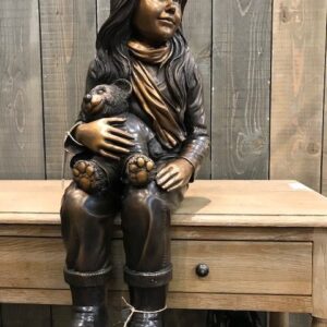 FIGI 24 Solid Bronze Girl Teddy Sculpture 2 | Avant Garden Bronzes