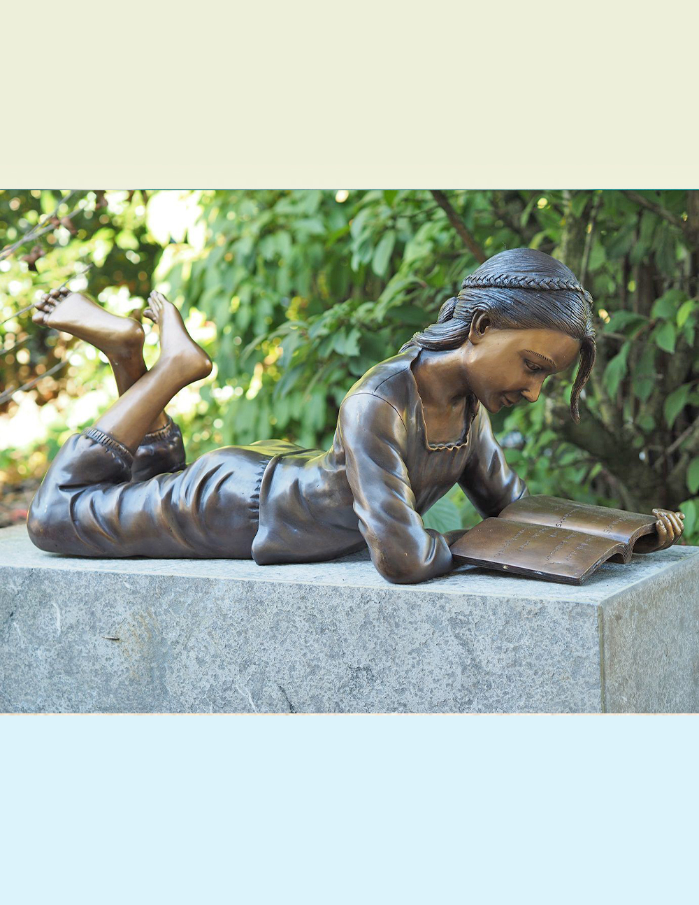 FIGI 60 Solid Bronze Girl Reading Book Sculpture 1 | Avant Garden Bronzes
