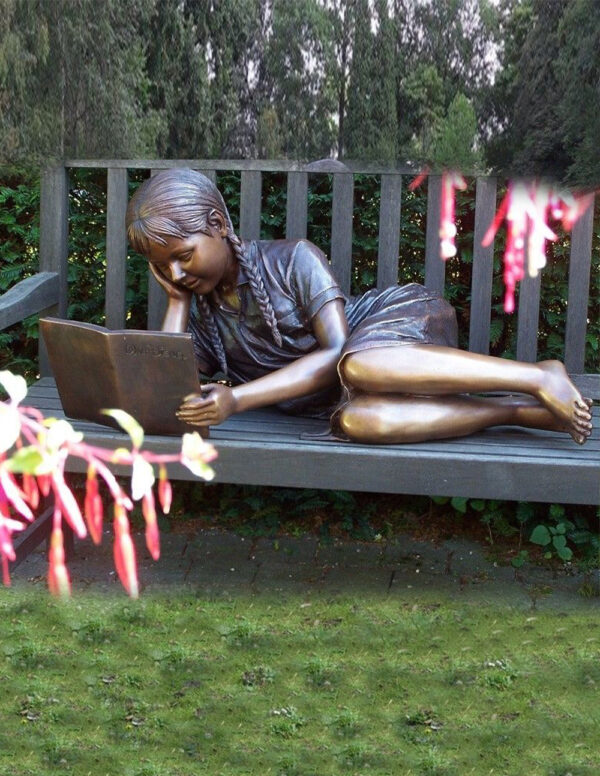 FIGI 65 Fine Cast Bronze Sculpture Girl Reading on Bench 2 | Avant Garden Bronzes