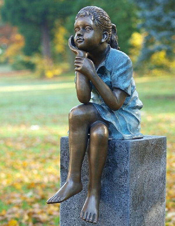 FIGI 78 Solid Bronze Young Girl Sitting Sculpture 1 | Avant Garden Bronzes