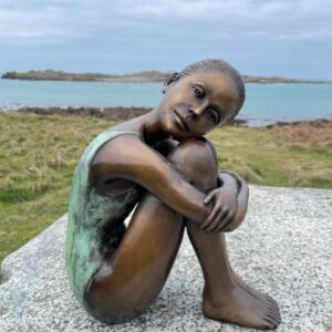 Girl In Swimsuit Solid Bronze Sculpture 2 | Avant Garden Bronzes