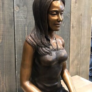 Girl Sitting By Pool Bronze Sculpture 3 | Avant Garden Bronzes