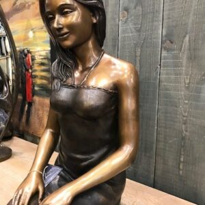 Girl Sitting By Pool Bronze Sculpture 5 | Avant Garden Bronzes