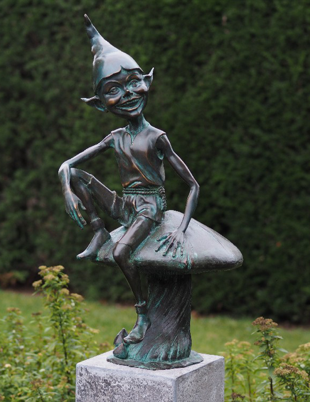 Goblin on a Toadstool Solid Bronze Sculpture 77x35x43cm 1 | Avant Garden Bronzes