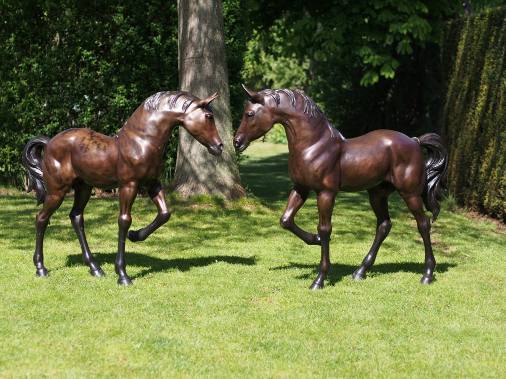 Handsome Horses Parading Pair Bronze Equine Horse Sculpture HO 3 1 | Avant Garden Bronzes