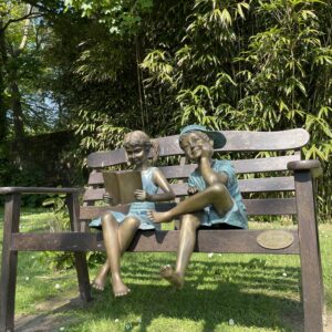 Literary Girl and Boy with Cap Solid Bronze Sculptures 6 | Avant Garden Bronzes