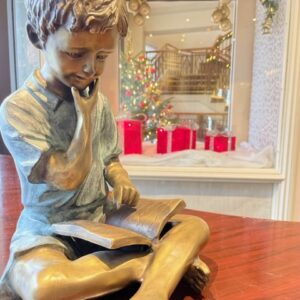 Little Boy Reading his Book Bronze Sculpture 2 | Avant Garden Bronzes