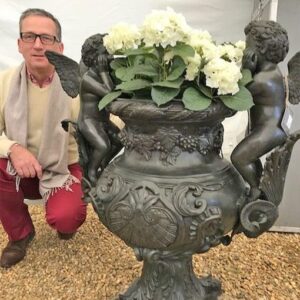 MI 29 Fine Cast Solid Bronze Vase With 2 Cherubs Garden Planter 2 | Avant Garden Bronzes