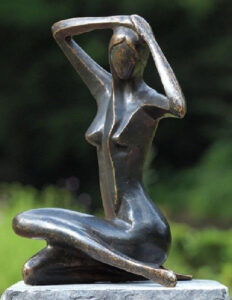 MO 41 Fine Cast Solid Bronze Modern Lady Sitting Down Large Sculpture 39cm 1 | Avant Garden Bronzes