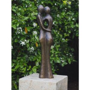 Solid Bronze Abstract Lovers Kiss Sculpture 80cm AB 5