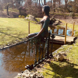 Solid Bronze Lady Sitting on Fence Sculpture 170cm FIWO 36