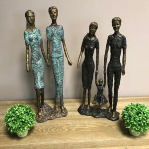 Solid Bronze Sculpture Modern Lovers Holding Hands MO 14