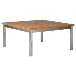 Equinox Low Teak 100 Square Table Brushed Stainless Steel by Barlow Tyrie (1) | Avant Garden
