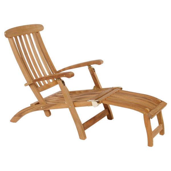 Commodore 52 Steamer Chair Solid Teak with detachable footrest by Barlow Tyrie (1) | Avant Garden