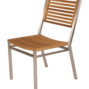 Equinox Teak Dining Chair Brushed Stainless Steel Frame by Barlow Tyrie (1) | Avant Garden