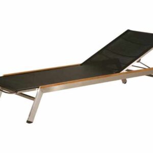 Equinox Lounger Charcoal Sling Stainless Steel Teak Capping by Barlow Tyrie (1) | Avant Garden
