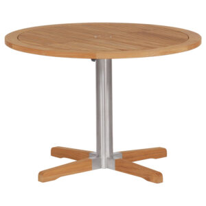 Equinox Teak 100 Bistro Table Brushed Stainless Steel Frame by Barlow Tyrie (1) | Avant Garden
