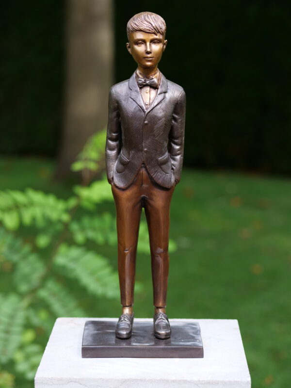 Solid Bronze Suited Boy Sculpture 1 | Avant Garden Bronzes