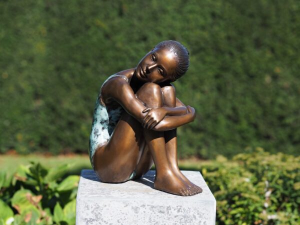 Girl In Swimsuit Solid Bronze Sculpture 1 | Avant Garden Bronzes