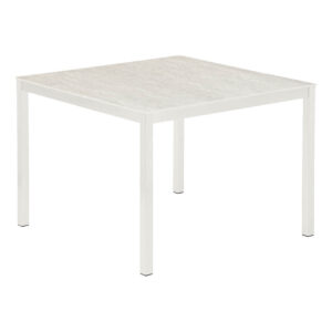 Equinox Powder Coated Arctic White Frame Frost Ceramic Top 100 Table by Barlow Tyrie 1 | Avant Garden