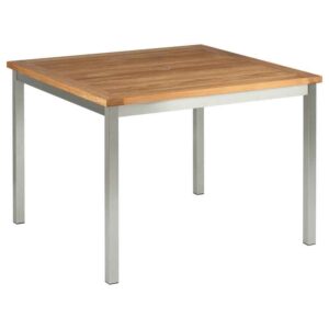 Equinox Teak 100 Square Table Brushed Stainless Steel Frame by Barlow Tyrie (1) | Avant Garden