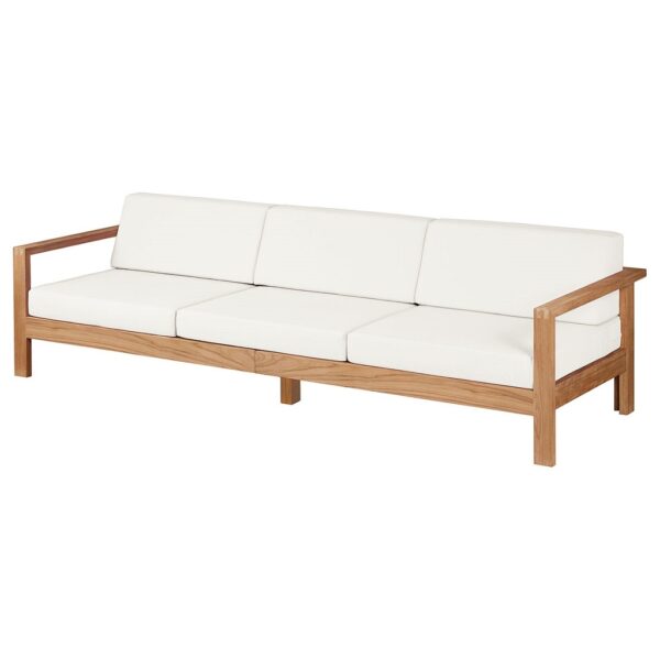 Linear Three Seater Sofa Deep Seating Solid Teak Waterproof Cushions by Barlow Tyrie (1) | Avant Garden