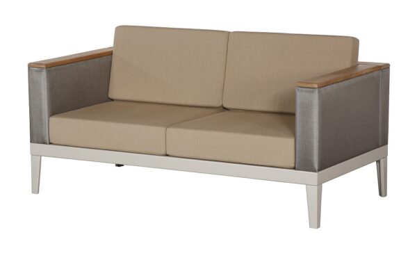 Aura Titanium Two Seater Sofa Deep Seating Lounge Champagne Frame by Barlow Tyrie (1) | Avant Garden
