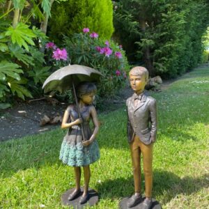 April Showers & Suited Boy Bronze Sculptures 2 | Avant Garden Bronzes
